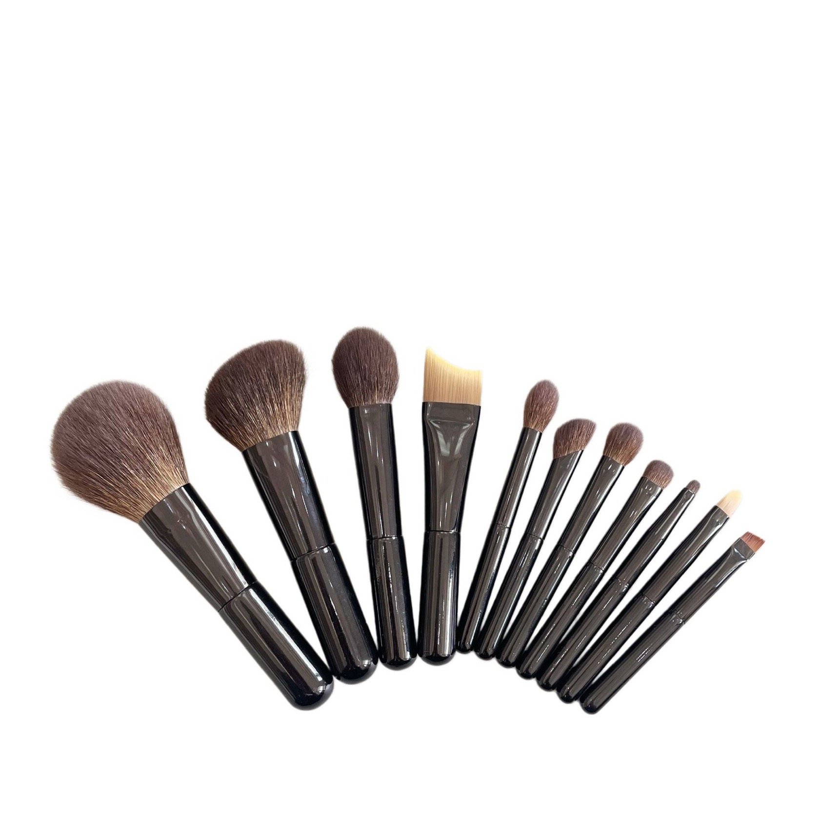 12-Piece Glossy Black Makeup Brush Set